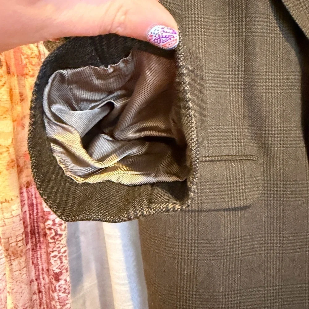 Oscar de la Renta Brown Checkered Blazer